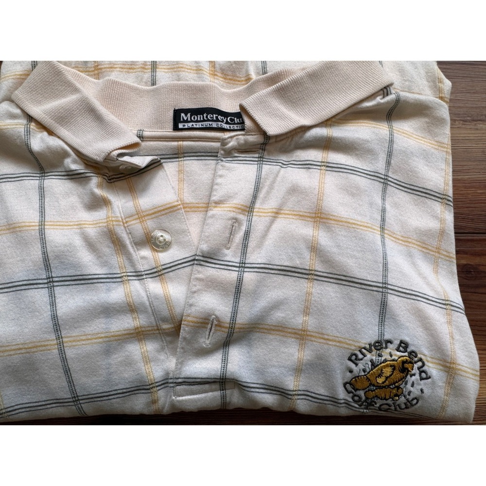 Monterey Club Polo Shirt Mens Large Riverbend Golf Course Pima Cotton Golf Shirt